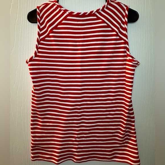 Nautica red white stripe sleeveless shirt women’s medium business or casual soft - Picture 7 of 8
